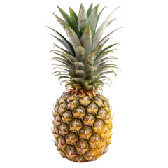 Fresh pineapple, vibrant yellow-gold scales, green crown