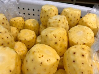 Close up of skinless pineapple