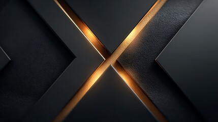 **Elegant High-Contrast Business Background With Matte Black Base And Diagonal Golden Lines Forming A Subtle X-Pattern Near The Center. Between The Lines, Soft Golden Glows Emerge, Giving A Luxury, En