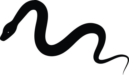 Obraz premium Striking Silhouette of a Black Snake Reptile Illustration on White Background Design