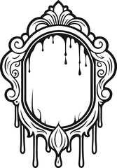 Fototapeta premium Haunted Mirror & Window Frames Ornate dripping mirror frame illustration