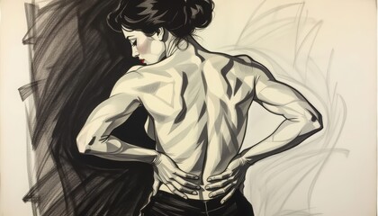 Conceptual image representing pain or discomfort in specific areas of the human body. The affected region is either highlighted visually or shown being touched by a person to indicate soreness, tensio