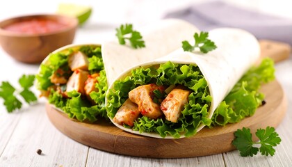 Delicious chicken wraps with fresh ingredients