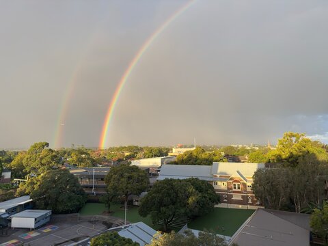 rainbow over the city