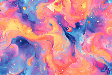 Vibrant Psychedelic Marble Texture with Colorful Swirls Seamless Pattern Wallpaper