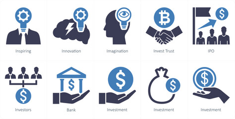 A set of 10 mix icons as inspiring, innovation, imagination