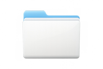 White and blue folder icon on transparent background