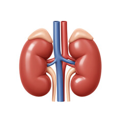 Detailed anatomical illustration of the human kidneys showcasing the renal arteries veins and adrenal glands for educational medical purposes.