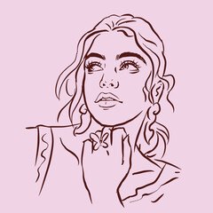 pretty woman is looking vector for illustration card decoration 
