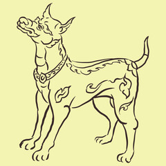 fantasy dog in Thai art vector for illustration card decoration