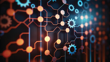 Seamless digital pattern of an electronic circuit board, showcasing microchips and processors, ideal for tech-inspired designs