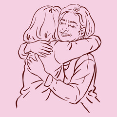 mother and daughter vector for card decoration illustration