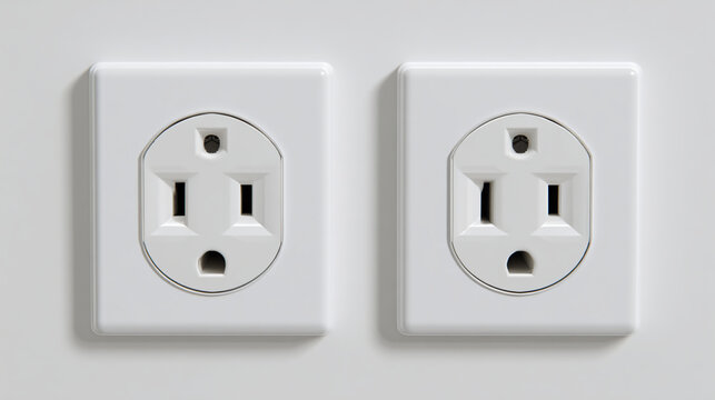 Two white electrical outlets mounted on a clean white wall, designed for standard North American plugs.