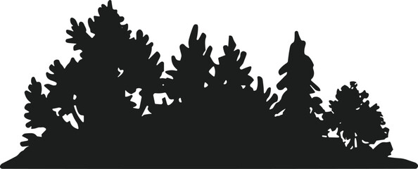 Obraz premium Tree Line Silhouette – Dense Forest Vector Illustration