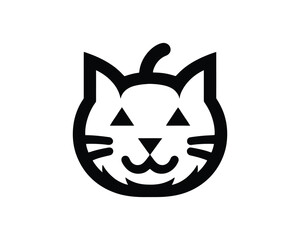 Whimsical Halloween Icon Cute Pumpkin Cat Face Design