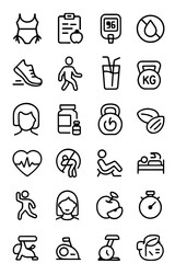 A visually compelling infographic of various healthy lifestyle icons, perfect for a health and wellness campaign.