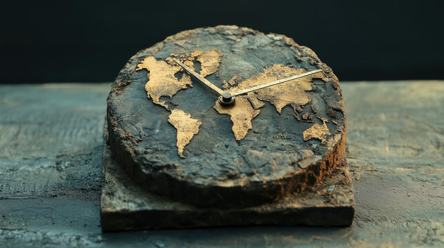 World map clock on table