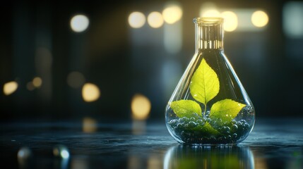 Small plant in flask