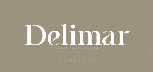 Fototapeta na wymiar Elegant alphabet letters serif font logo and number. Classic Luxury Minimal Wedding logos. Typography fonts regular uppercase, lowercase. vector illustration