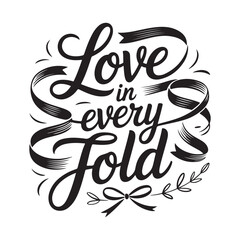 Fototapeta premium Love in Every Fold Lettering with Ribbon and Bow