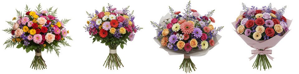 Obraz premium Set of beautiful bouquet for any celebration. Colorful flowers for happy celebration. 