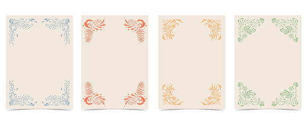 Vintage art flower frame background in nouveau line style for vertical A4 design © piixypeach