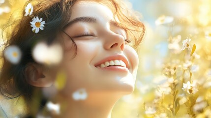Naklejka premium renewal happy woman spring