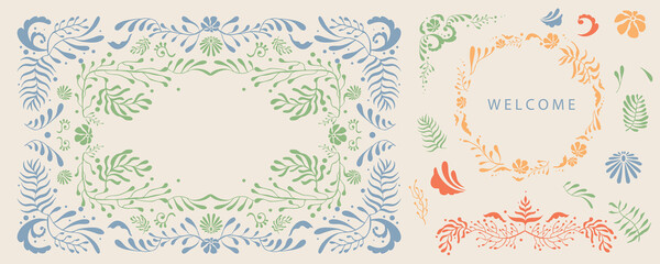 Vintage divider and border in nouveau line style object element for wedding, classic invitation