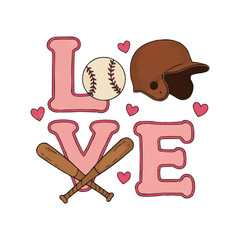 Baseball Love Heart-Filled Design with Bats, Ball, and Helmet