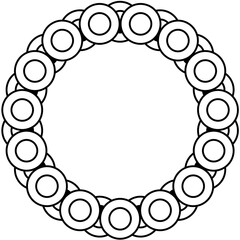 Symmetrical Circular Frame Made of Concentric Rings and Geometric Circles – Decorative Mandala-Inspired Round Border, Abstract Minimal Line Art Design for Modern Logos, Monograms, Stamps