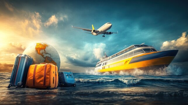 Jet aircraft flying over the ocean