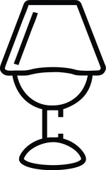 Elegant Table Lamp Icon with Modern Design and Bold Outline on Transparent Background Vector