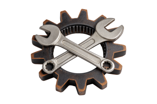 Tools and gears workshop industrial scene