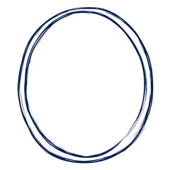 A simple line drawing of an oval, the outline is drawn with one continuous stroke in navy blue against a white background.