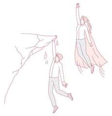 An engaging illustration vividly depicting themes of strength, teamwork, and support through an adventurous journey