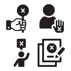 Denied Action Icon Set – Stop, Cancel, Rejected, and Block Symbols