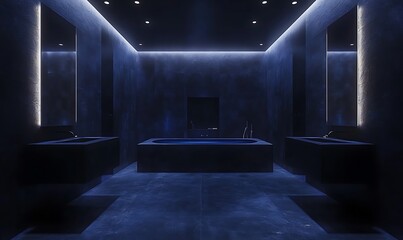 Dark bathroom interior. Generative Ai