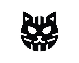 Stylized Black Cat Face Icon Vector Illustration