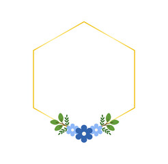 Decorative Blue Flower Border for Wedding Templates, Posters, and Wall Art