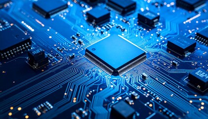 Close-up of a circuit board with a central processor (2)