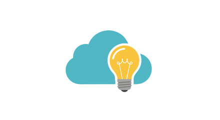 Cloud Idea: An illustrative representation of a cloud and a light bulb, symbolizing innovation and creative idea generation. The image evokes concepts of cloud technology, brainstorming.
