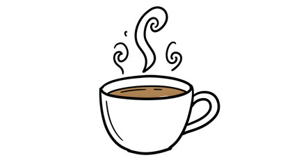 Coffee cup graphic steams on black. Use for menu, marketing, and advertising.