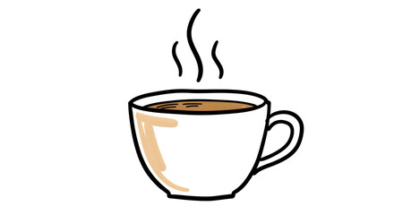 Fototapeta premium Coffee cup steams on black backdrop. Simple cartoon illustration for marketing, design or web use.