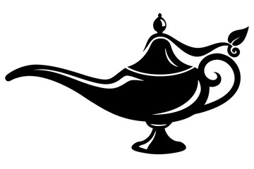  magic lamp black and white silhouette