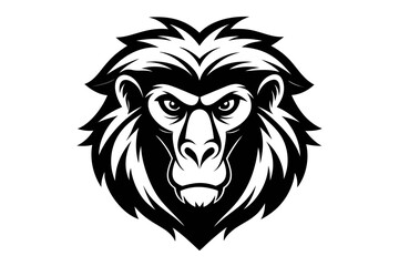 Obraz premium mascot style baboon head black and white vector 