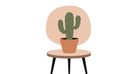 Cactus plant in Pot on a Table: A charming depiction of a cactus, potted with care and elegance, resting on a simple table