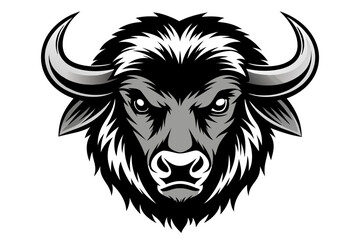 mascot style bison head black and white silhouette © Shimul