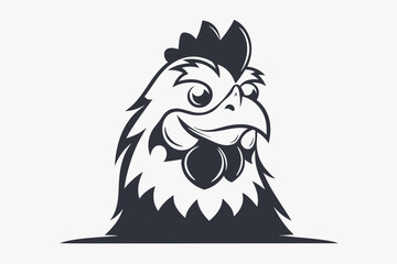 mascot style chicken head black and white vector
