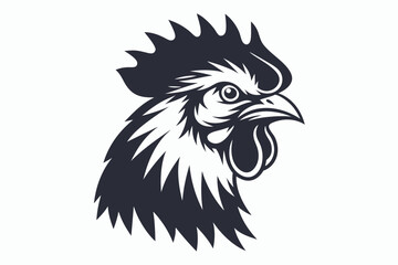 mascot style chicken head black and white vector
