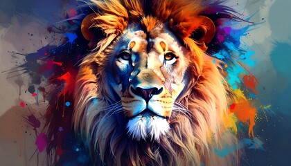 Colorful lion portrait